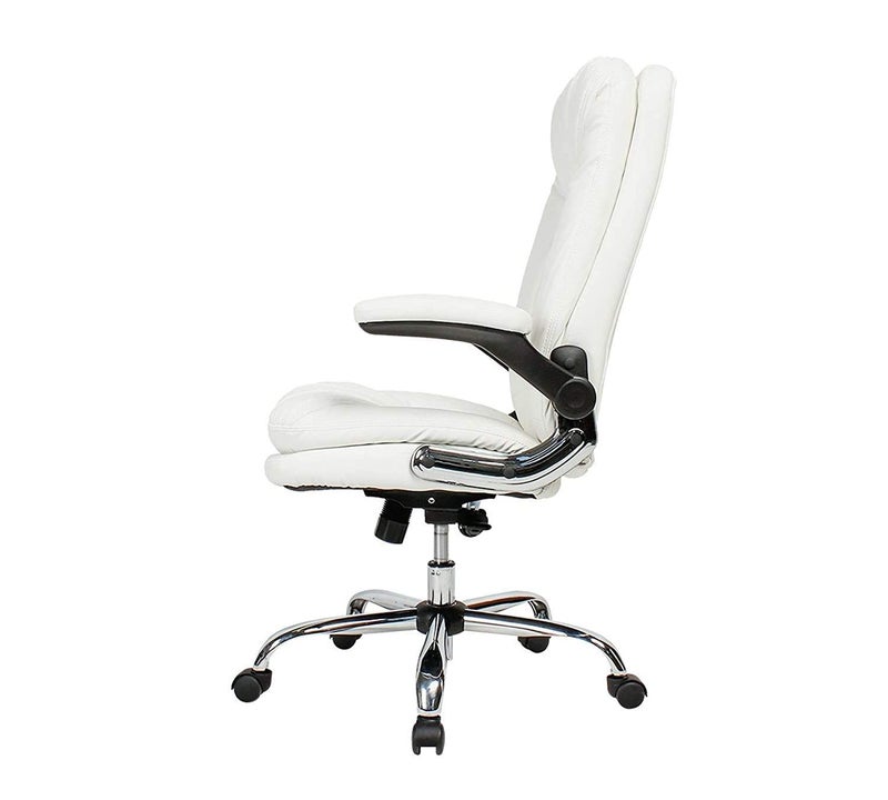 CHAIR KING CHAIR KING Premium Ergonomic Leatherette Office Boss Chair High Back Revolving Chair for OfficeHomeReclinerStudy Gamingwith Comfort CushionHeavy Duty Metal BaseHeight Adjustable Chair White - Image 1