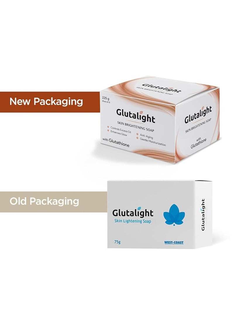 Glutalight Skin Lightening Soap with 1% Glutathione |Reduces Dark spots, Age Marks |for Skin Brightening – 75GM (Pack of 3)