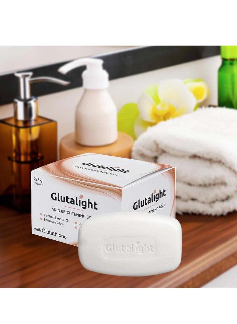 Glutalight Skin Lightening Soap with 1% Glutathione |Reduces Dark spots, Age Marks |for Skin Brightening – 75GM (Pack of 3)