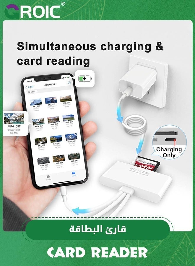GROIC 5-in-1 Memory Card Reader, iPhone/iPad USB OTG White Adapter & SD C and A Devices with Micro Slots, SDHC/SDXC/MMC, Plug Play for iOS Android  - Image 2