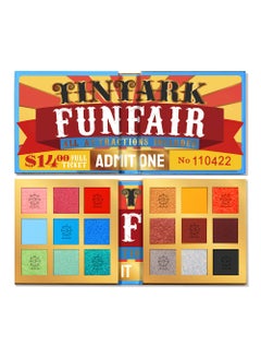 Tintark 18 Color Funfair Eyeshadow Palette, Carnival Party Eyeshadows, Gold Slivery Black White Yellow Orange Brown Bronzer Red Blue Purple Green Eye Shadow Palettes, Glitter Matte Shimmer 