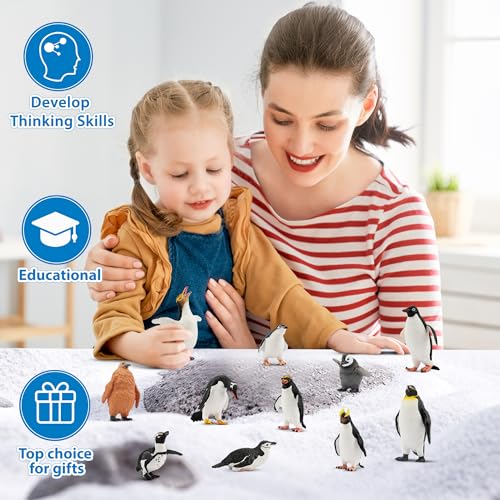 Toymany 12PCS Realistic Penguin Figurines, Plastic Polar Antarctic Animal Figures Set with Penguin Cub, Easter Eggs Cake Toppers Christmas Birthday Gift for Kids Toddlers - Image 5