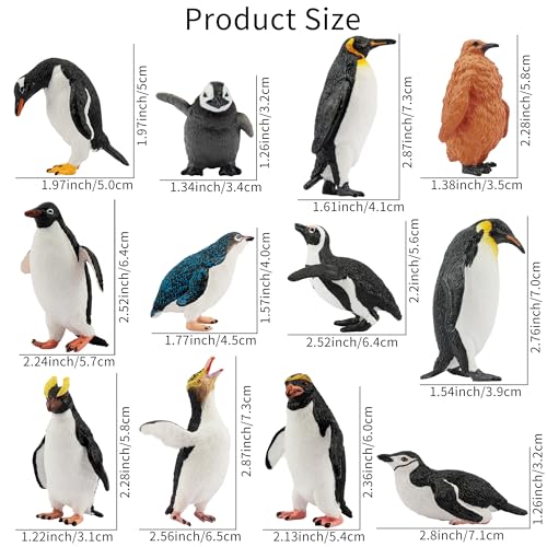 Toymany 12PCS Realistic Penguin Figurines, Plastic Polar Antarctic Animal Figures Set with Penguin Cub, Easter Eggs Cake Toppers Christmas Birthday Gift for Kids Toddlers - Image 2