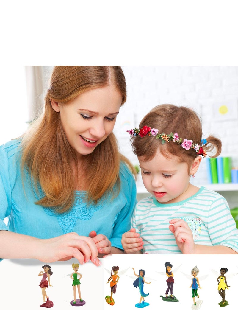 SYOSI Flower Fairy Pixie Miniature Fairy Garden Ornament Fairy Pixie Girl Fly Wing DIY Dollhouse Decor, Princess Tinker Bell Fairy Model Dolls Gift for Children(7 PCS) - Image 5