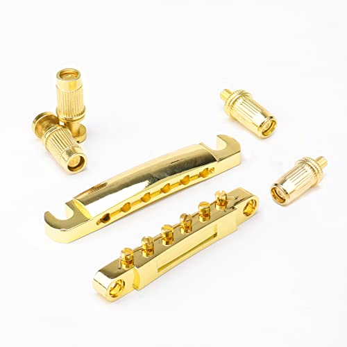Swhmc Set of Gold Tune-O-Matic Guitar Bridge Tailpiece for LP Electric Guitar Replacement Parts - Image 2
