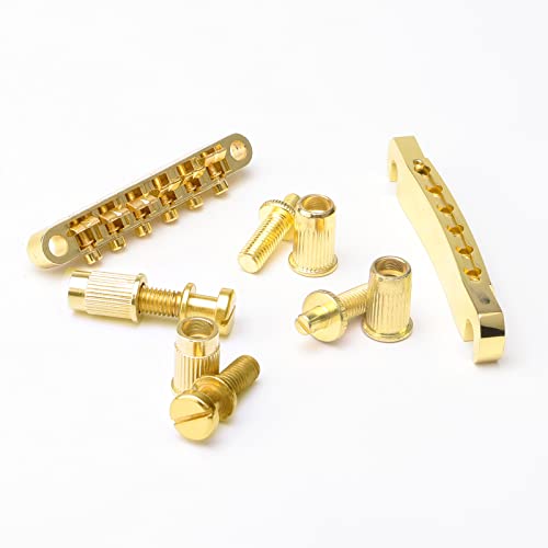 Swhmc Set of Gold Tune-O-Matic Guitar Bridge Tailpiece for LP Electric Guitar Replacement Parts - Image 3