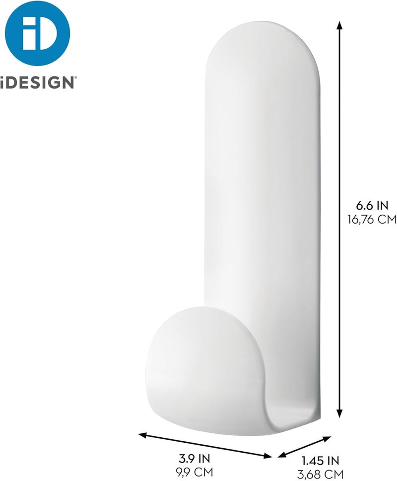 InterDesign iDesign Self-Adhesive Wall Hook - Damage-Free Hanging for Entryway, Closet, or Garage, 2 Pack, White - Image 3