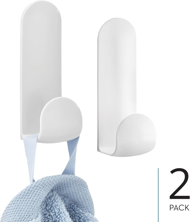 InterDesign iDesign Self-Adhesive Wall Hook - Damage-Free Hanging for Entryway, Closet, or Garage, 2 Pack, White - Image 2