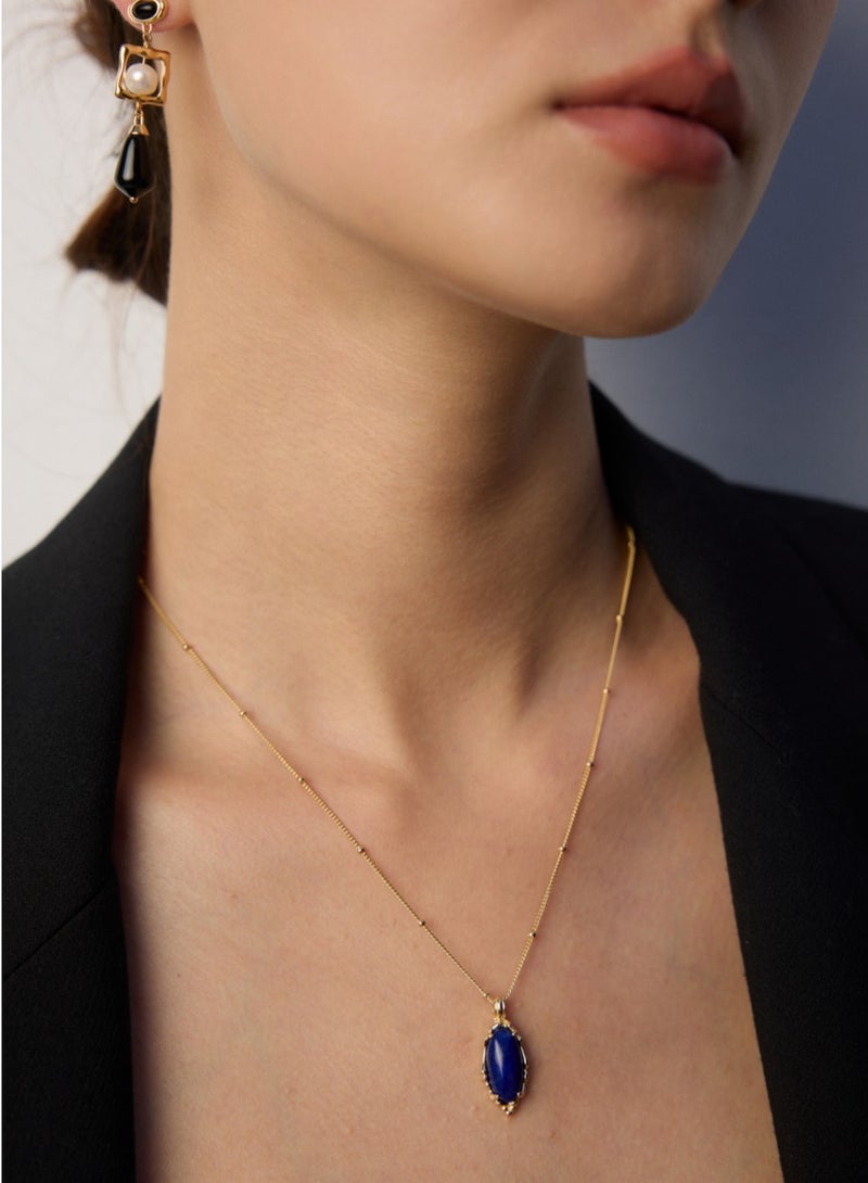 Natural Lapis Lazuli Necklace | Adjustable S925 Sterling Silver | Vintage Blue Gemstone Pendant | Gold & Sapphire Bridal Jewelry - Image 5