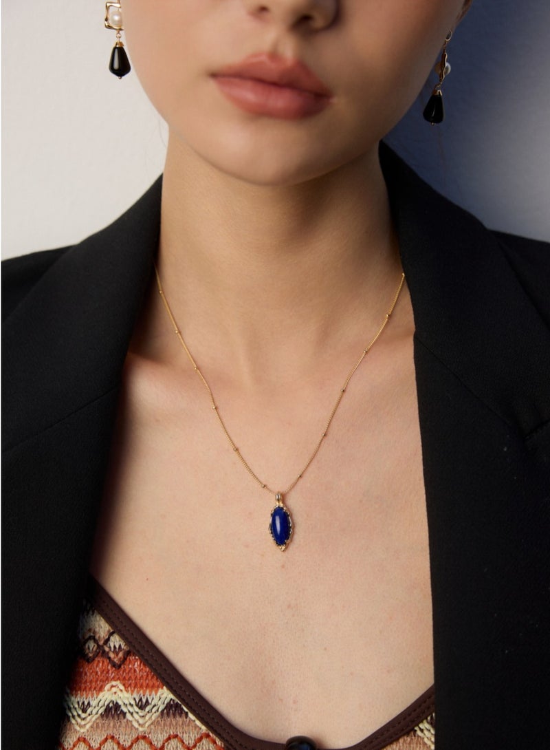 Natural Lapis Lazuli Necklace | Adjustable S925 Sterling Silver | Vintage Blue Gemstone Pendant | Gold & Sapphire Bridal Jewelry - Image 4