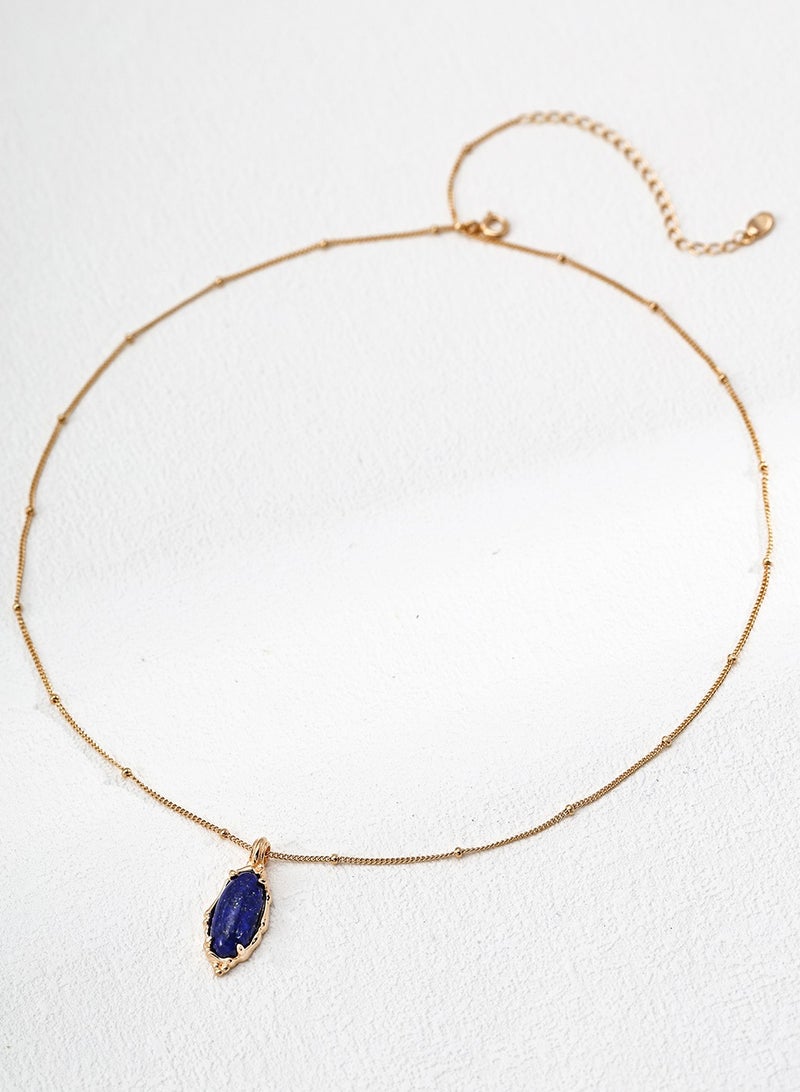 Natural Lapis Lazuli Necklace | Adjustable S925 Sterling Silver | Vintage Blue Gemstone Pendant | Gold & Sapphire Bridal Jewelry - Image 2