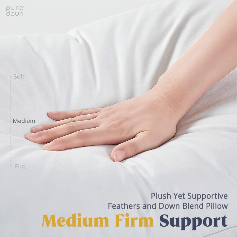 puredownÂ® Goose Feathers and Down White Pillows with 100% Soft Cotton Cover, Bed Sleeping Hotel Collection Pillows Set of 2 King Size - Image 3