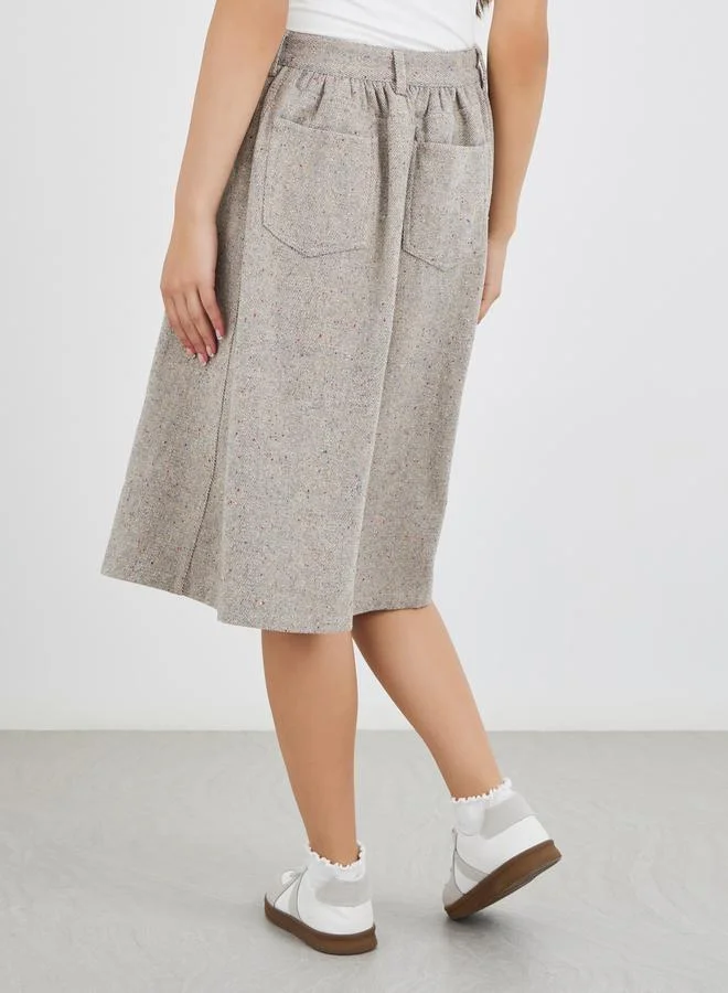 Take Two Take Two Solid A-Line Midi Skirts