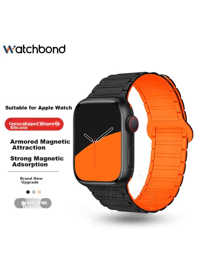 Watchbond Compatible With Apple Watch S11 Band, S9 Band, Apple Iwatch S10 New Model S8/7, Sports Magnetic Loop Silicone Strap For Men, Ultra3/2 Smart Watch Band - Image 1