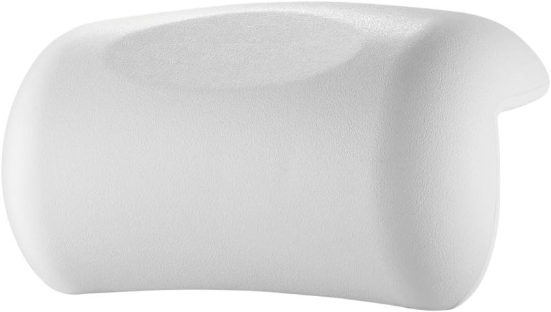 Bath Pillow For Tub: 9.84x5.12In White Polyurethane - Ergonomic Head Neck Support Waterproof Quick-Dry Easy Clean With 2 Strong Suction Cups For Home Spa Relaxation Bath Lovers - Image 2