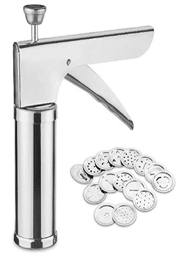 Ekdant Stainless Steel Kitchen Press with 15 Different Types of Jalies, Murukku Maker/Bhujiya Maker/Noodles/Cookies/Namkeen/Chakali Maker/Sev Maker/Farsan Maker/Gathiya Maker - Image 1