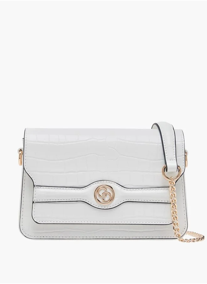 سيليست Women Textured Crossbody Bag with Button Closure and Chain Strap