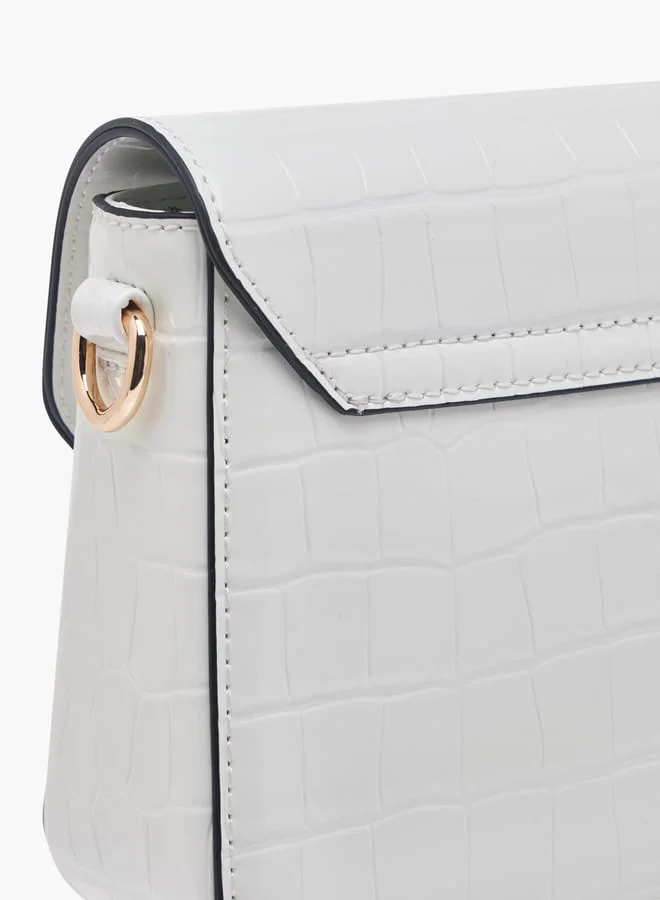 Celeste Women Textured Crossbody Bag with Button Closure and Chain Strap