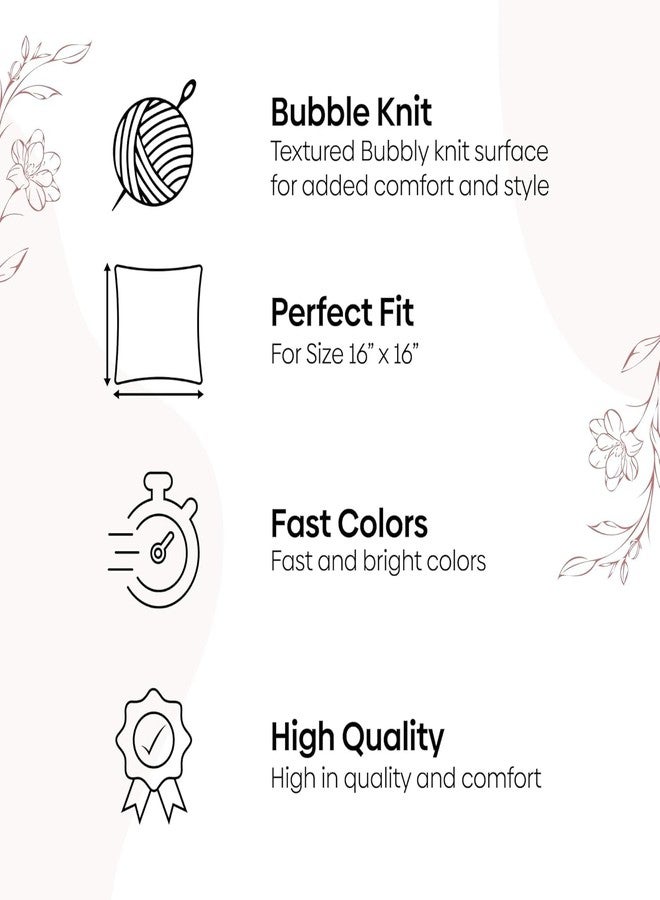 haus & kinder Decorative Embroidered Cushion Cover Set of 1, Cotton Throw Cushion Cover for Sofa, Couch & Living Room, Soft Breathable Square Cushion Case 16x16 Inch Accent Pillow Cover - Image 5