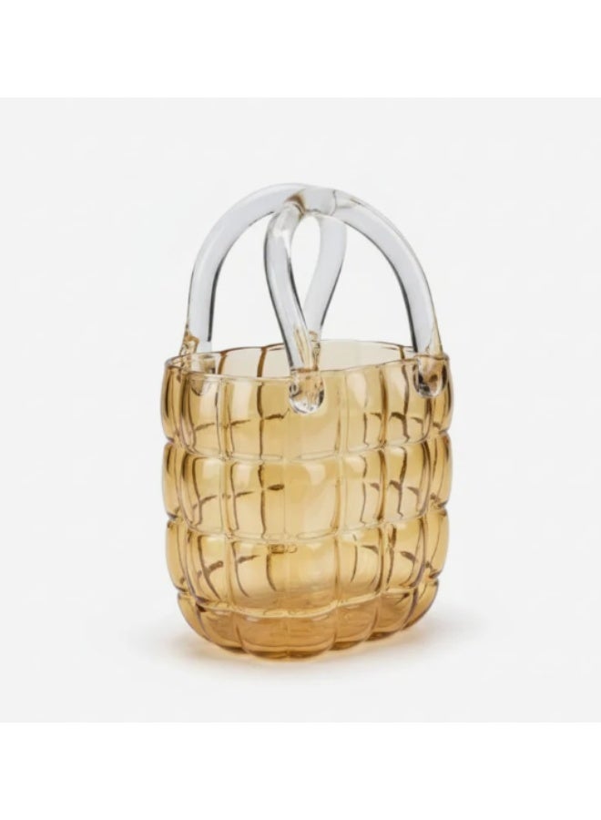AKDC Transparent Brown Glass Bag-Shaped Designer Vase – 23×15 cm - Image 2