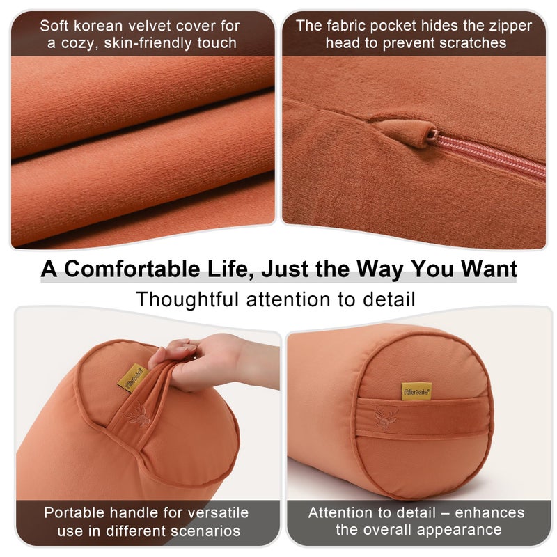 Ailuteie Body Pillow for Adults,Long Round Pillow,Big Cylindrical Pillow,Large Full Bolster Pillows for Side Sleepers (Amber Orange, 47.24"*7.87") - Image 5