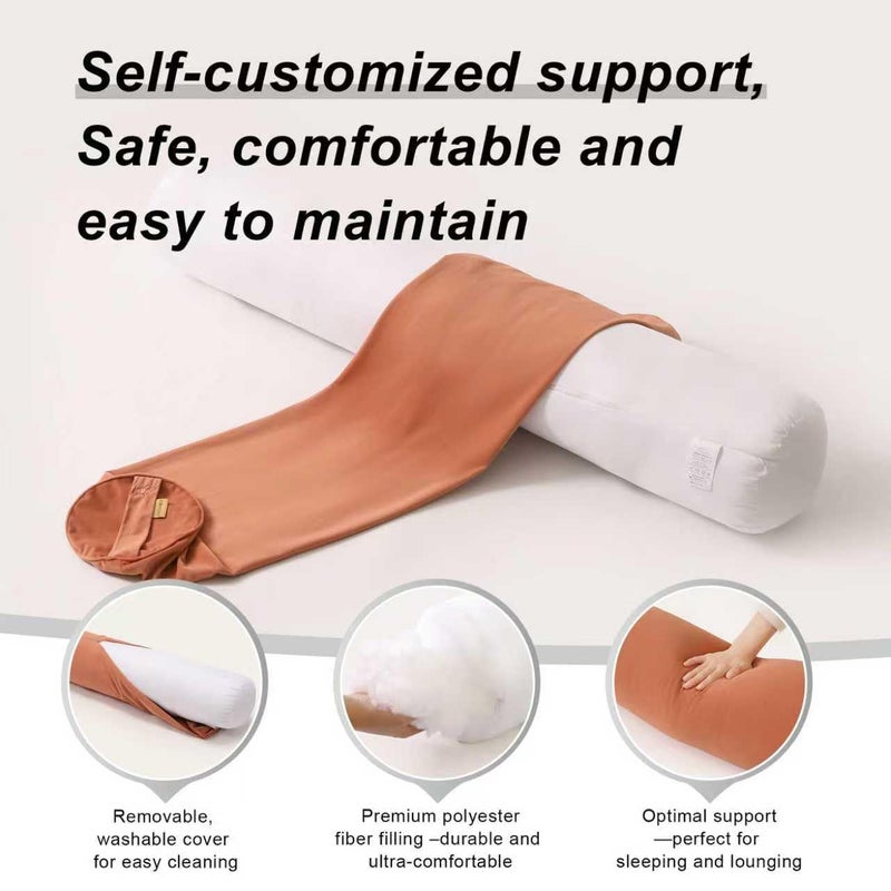 Ailuteie Body Pillow for Adults,Long Round Pillow,Big Cylindrical Pillow,Large Full Bolster Pillows for Side Sleepers (Amber Orange, 47.24"*7.87") - Image 4