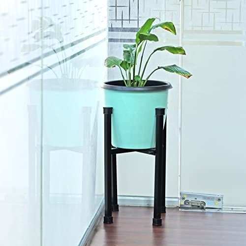 Livzing Metal Adjustable Plant Stand - Expandable Planter stand for Flower Pot - Display Stand for Garden Balcony Home Decor - Gamla Stand Size Expandable for 8-17 inch Flower Pots - Black - Image 1