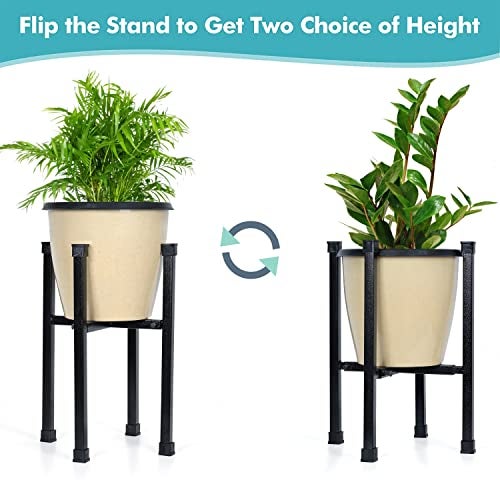 Livzing Metal Adjustable Plant Stand - Expandable Planter stand for Flower Pot - Display Stand for Garden Balcony Home Decor - Gamla Stand Size Expandable for 8-17 inch Flower Pots - Black - Image 5