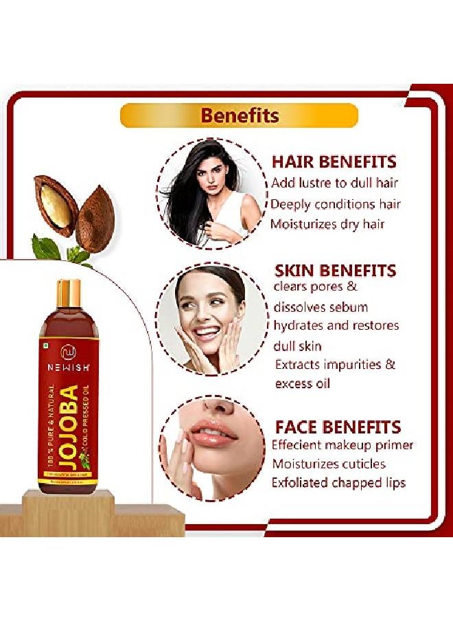 Newish ® Cold Pressed Jojoba Oil For Skin Hair Growth Virgin Unrefined 200Ml  - Image 3