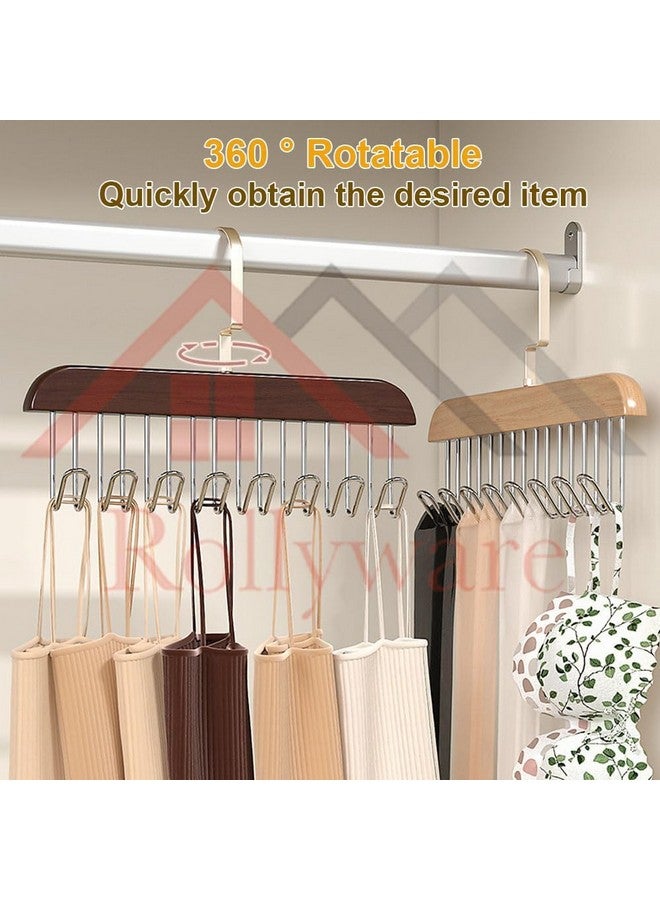 ROLLYWARE Wooden Belt Hanger for Closet with 8 Hooks, Sturdy Wooden Non-Slip Belt Holder for Wardrobe Space Saving Organizer Rotating Display Belt Rack for Bra Hat Tank Tops (Brown, 1) - Image 4