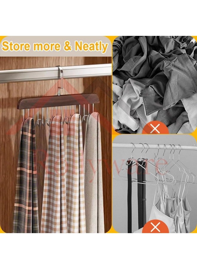 ROLLYWARE Wooden Belt Hanger for Closet with 8 Hooks, Sturdy Wooden Non-Slip Belt Holder for Wardrobe Space Saving Organizer Rotating Display Belt Rack for Bra Hat Tank Tops (Brown, 1) - Image 5