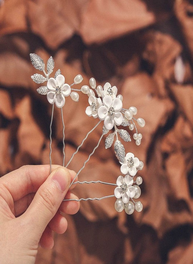 EARENT إكسسوارات شعر الزفاف من إيرينت دبابيس شعر فضية للنساء (عبوة من 3) - Image 3