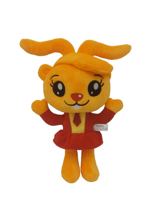 Cute Orange Bunny Plush Toy, Soft Stuffed Rabbit Doll with Red Outfit, Kawaii Animal Plushie for Kids & Girls, Perfect Gift