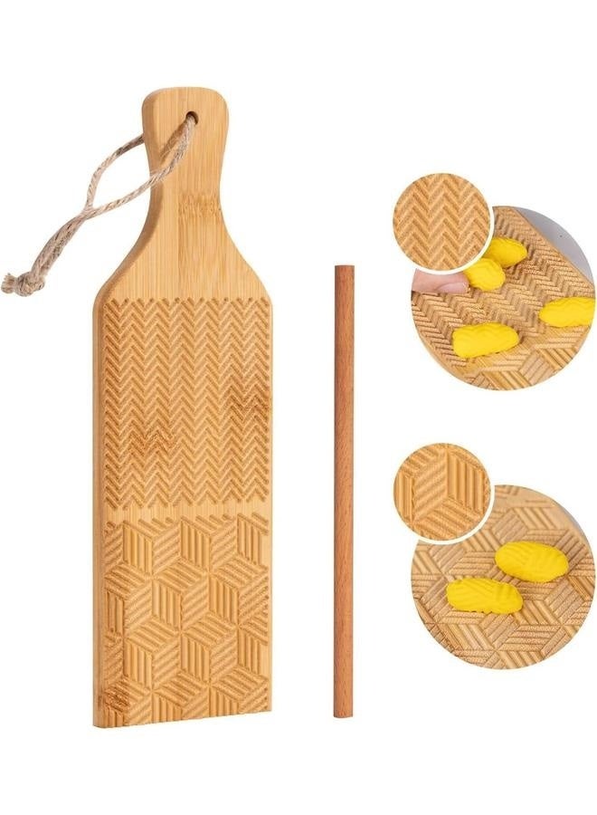 Combo Gnocchi Pasta Board Garganelli Board, Kitchen Natural Bamboo Kitchen Gadgets Tools, Gift for Baking Lovers  - Image 1