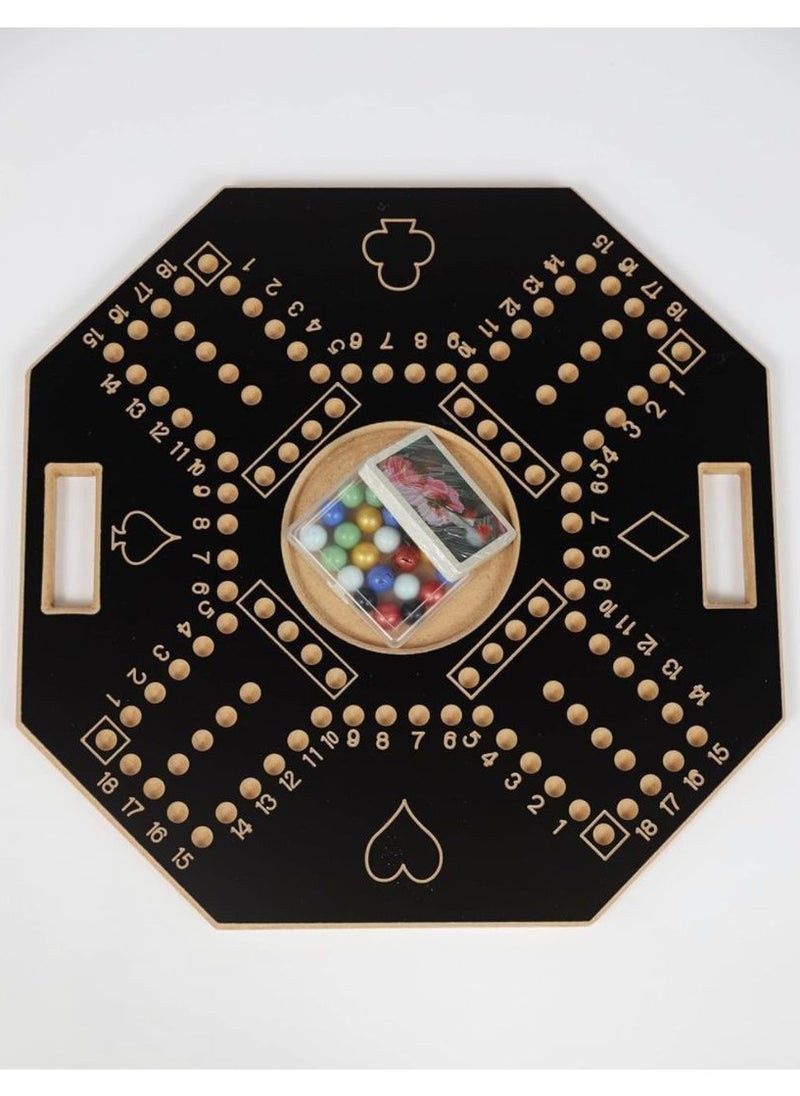 Numbered Royal Jackaroo Board and Card Game with 16 Marbles Durable and Sturdy 45X45cm