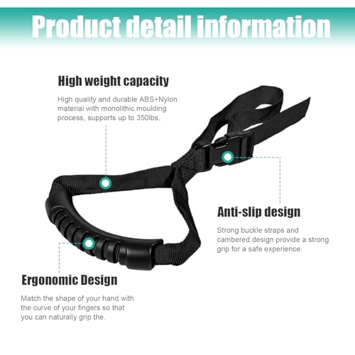 Dickno 2PCS Car Adjustable Grab Handle Portable Auto Door Safety Supporting Grab Band for Elderly Disabled with Nylon Grip Vehicle Mobility Assist Device for Car Truck Lorry Black - Image 5