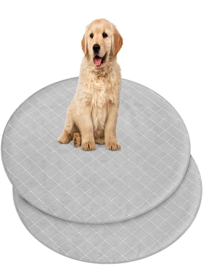 Coldwind 2 Pack Washable Pee Pads for Dogs 36", Washable Round Whelping Pads, Puppy Training Pads with Non-Slip Back for Playpen/Crate, Dog Housebreaking Absorption Pad, Grey - Image 1