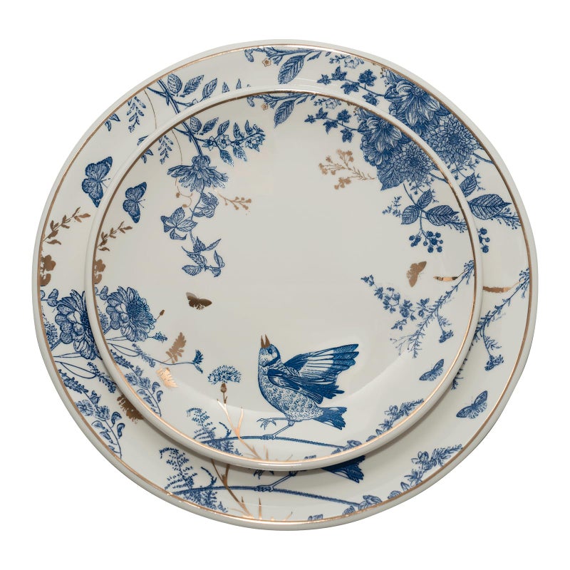 KAITOER Porcelain Floral Plates Ceramic 8 Inch & 10 Inch Ceramic Plates 4 Pieces, Dessert Plate Blue and White, Salad Plate Set, Floral Dinnerware Set for Kitchen, Dinner Plate for Cake Snacks Side Dish - Image 1