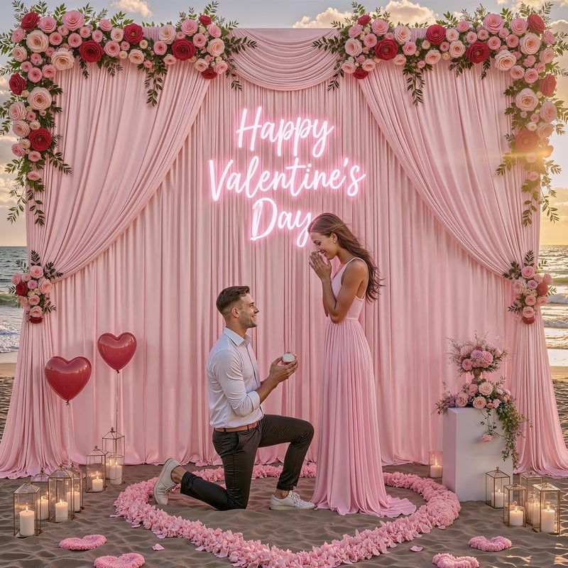 PARTISKY 16x10FT Dusry Rose Backdrop Curtains for Wedding Parties, Wrinkle Free Polyester Photography Backdrop Drapes for Birthday Parties Baby Shower Stage Background Stand Decorations 4x10ft,4 Panels - Image 5