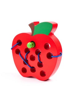 kizh Wooden Lacing Apple Threading Toys Wood Block Puzzle Travel Game Montessori Early Learning Fine Motor Skills Educational Gift For 1 2 3 Years Old Toddlers Baby Kids  - Image 1