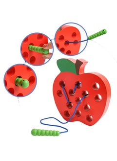 kizh Wooden Lacing Apple Threading Toys Wood Block Puzzle Travel Game Montessori Early Learning Fine Motor Skills Educational Gift For 1 2 3 Years Old Toddlers Baby Kids  - Image 3