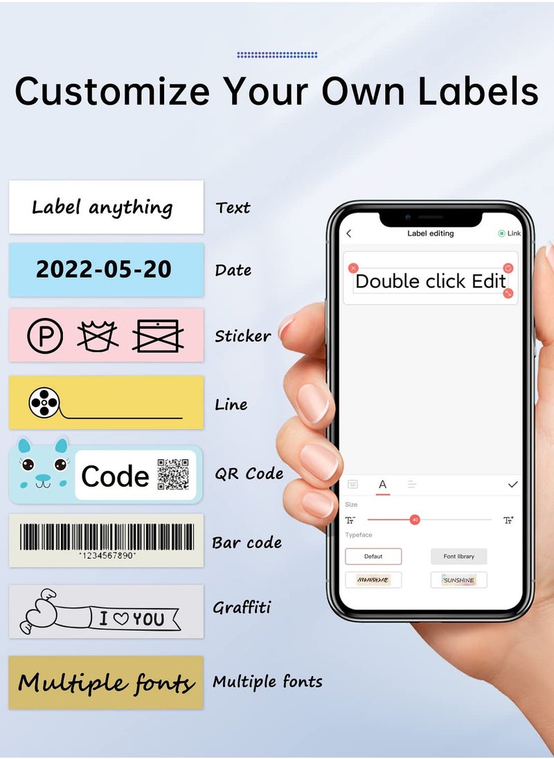 Generic - Marklife P12 Label Maker Machine with Tape Portable Bluetooth Label Printer Mini Printer Can Print Continuous Label Sticker Printer Compatible with iOS Android for Business Home Office - Image 1
