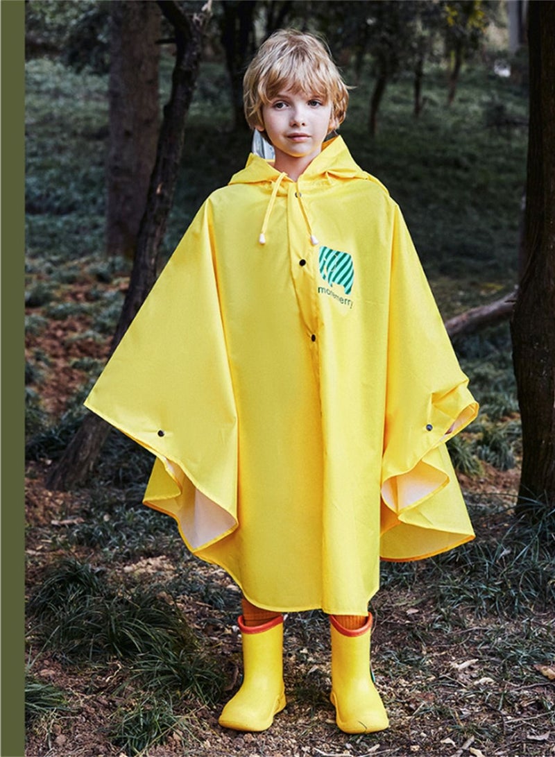 Loquat Boys And Girls With Backpacks Riding Ponchos Hiking Waterproof Cloaks Raincoats Yellow  - Image 1