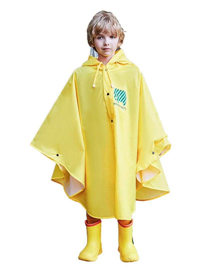 Loquat Boys And Girls With Backpacks Riding Ponchos Hiking Waterproof Cloaks Raincoats Yellow  - Image 4