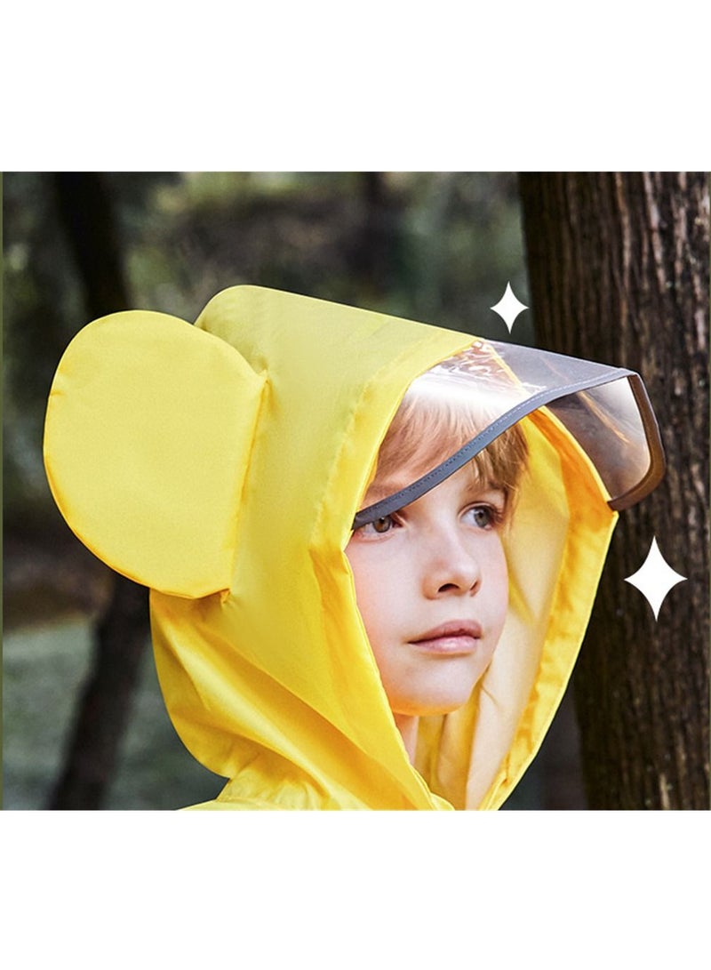 Loquat Boys And Girls With Backpacks Riding Ponchos Hiking Waterproof Cloaks Raincoats Yellow  - Image 3