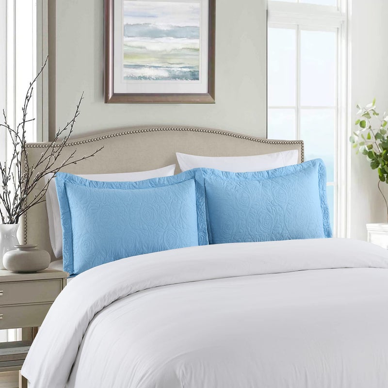 MarCielo 2-Piece Embroidered Pillow Shams, Decorative Microfiber Pillow Covers Set, Standard Size (Paris Blue) - Image 5