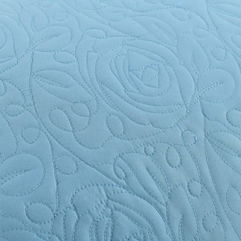 MarCielo 2-Piece Embroidered Pillow Shams, Decorative Microfiber Pillow Covers Set, Standard Size (Paris Blue) - Image 3