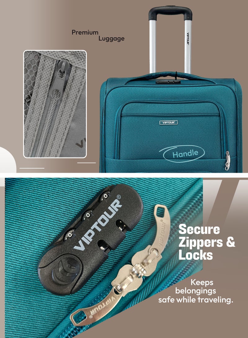 VIPTOUR 4PCS Fabric Luggage Set Durable Travel Suitcase with Spinner Wheels - Image 3