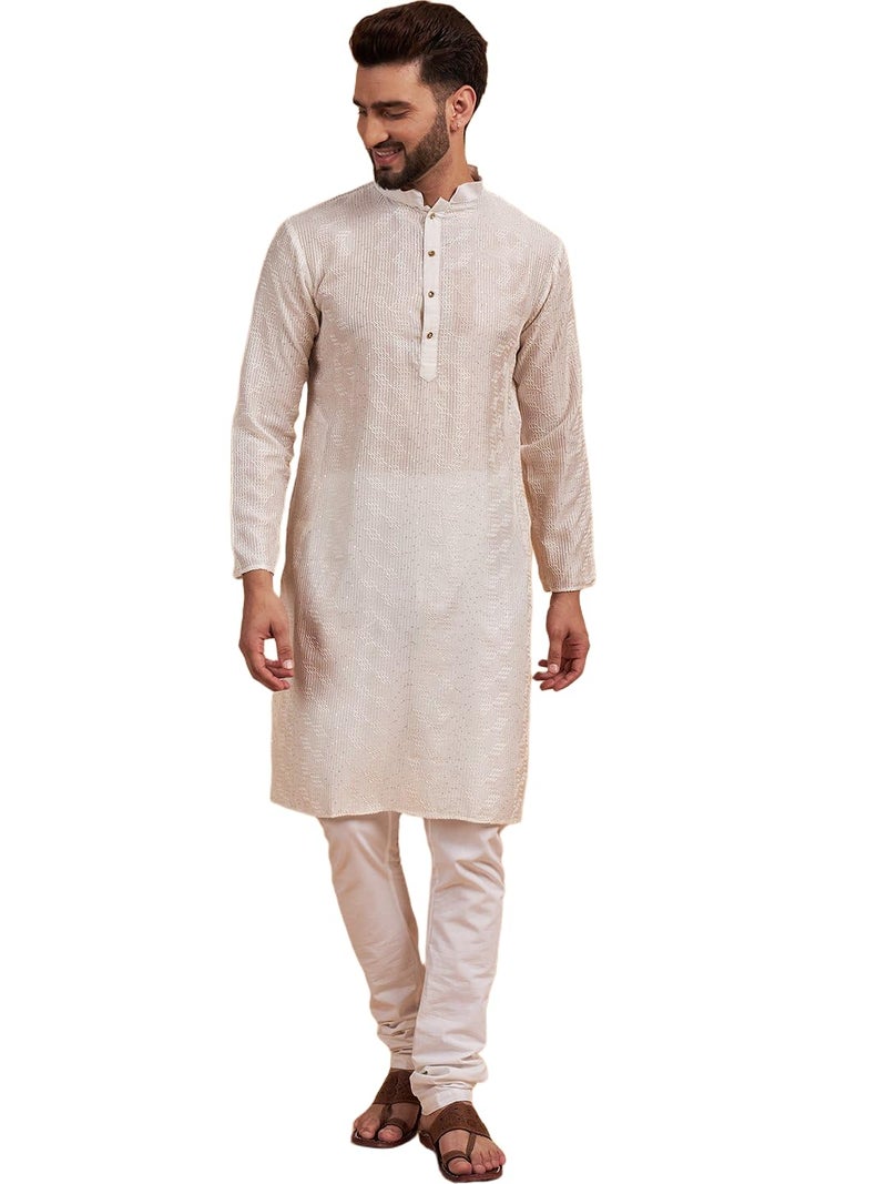 SWAGG INDIA كُرتا مستقيم مزخرف بخيوط الرايون للرجال | ملابس تقليدية - Image 1
