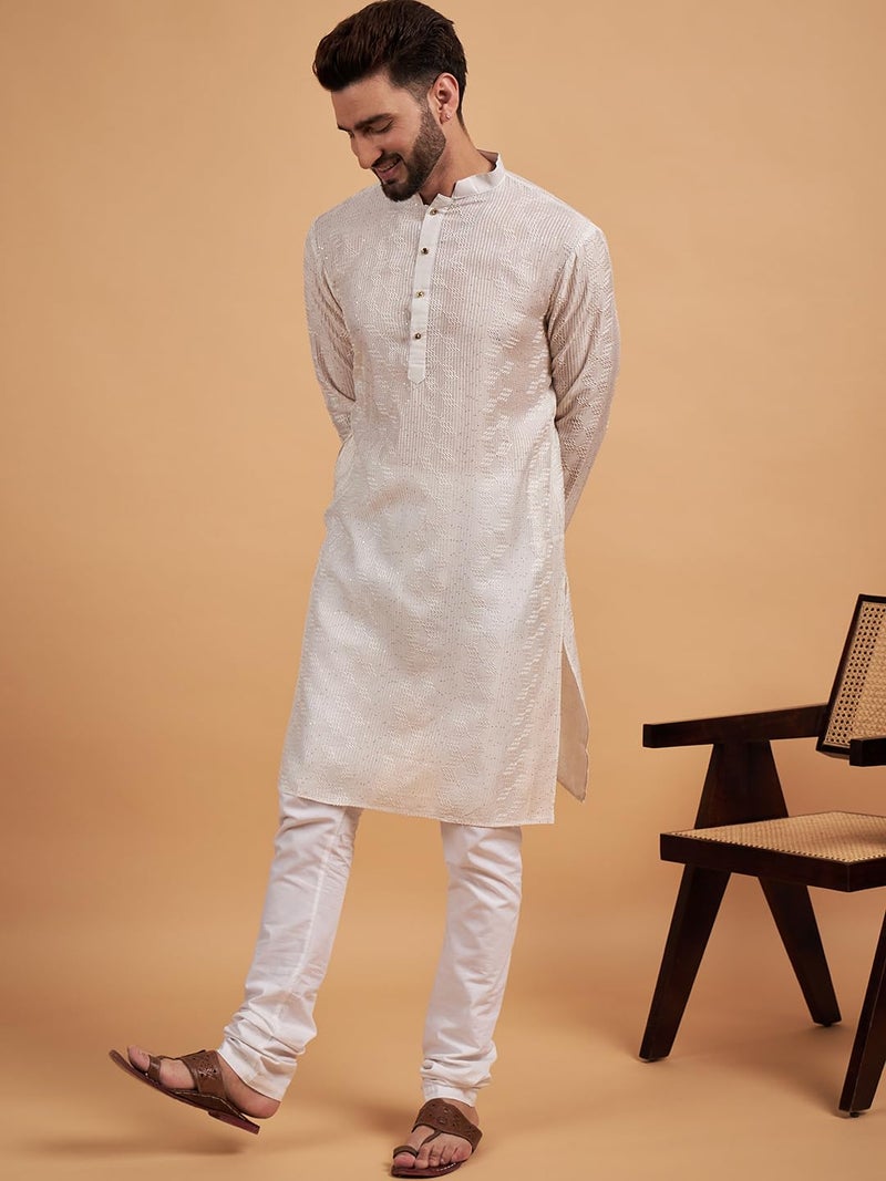 SWAGG INDIA كُرتا مستقيم مزخرف بخيوط الرايون للرجال | ملابس تقليدية - Image 3